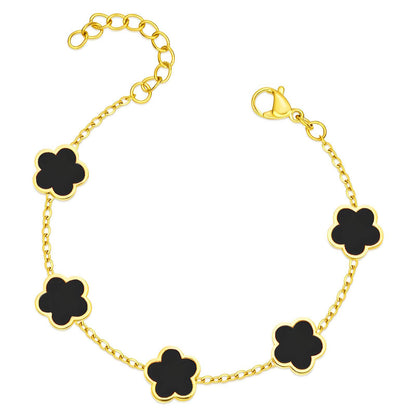 Midnight Clover Charm Bracelet