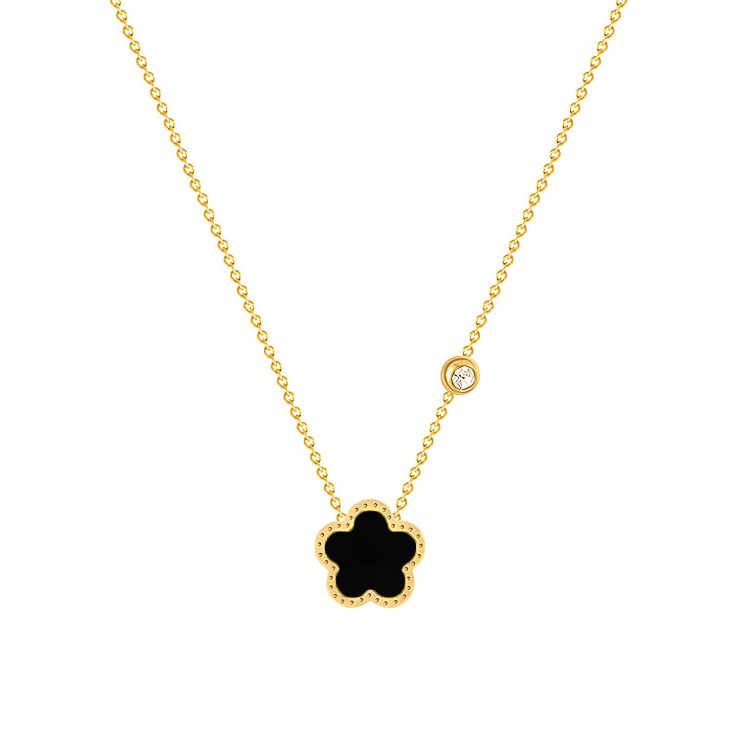 Midnight Clover Pendant Necklace